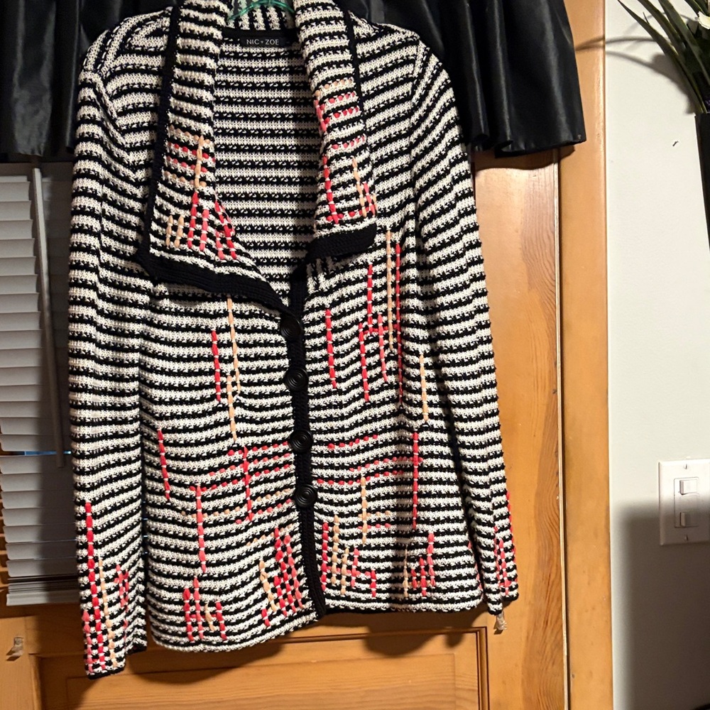 NIC+ZOE Striped Blazer with Red Accents